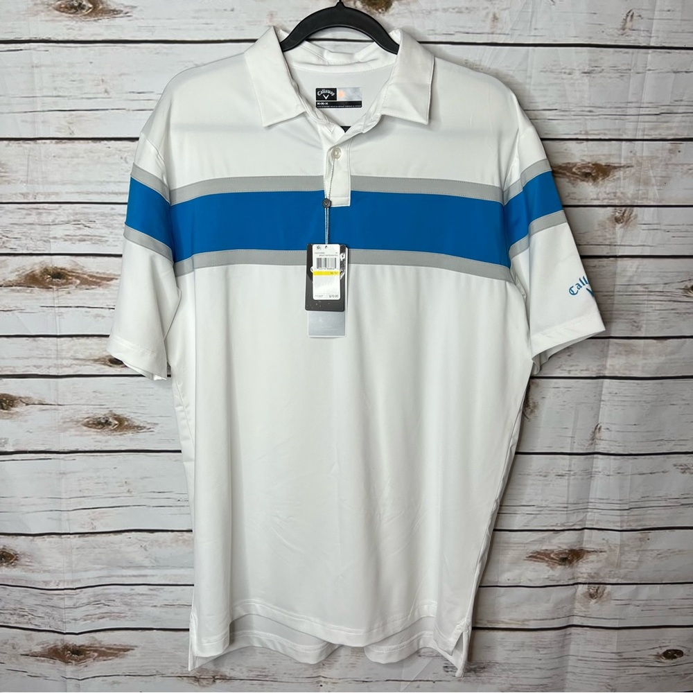🧚‍♂️Callaway Mens Golf Polo Shirt White Size M NWT